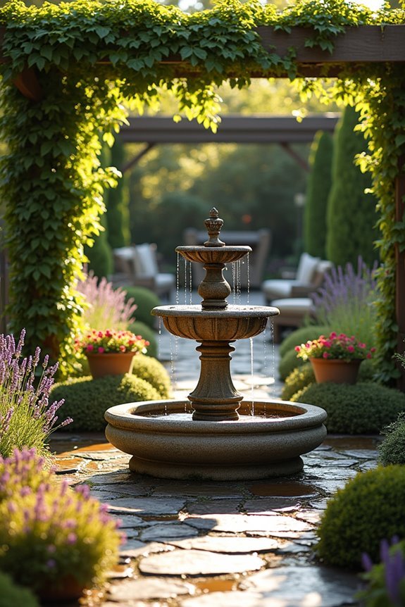 enhance garden with fountains