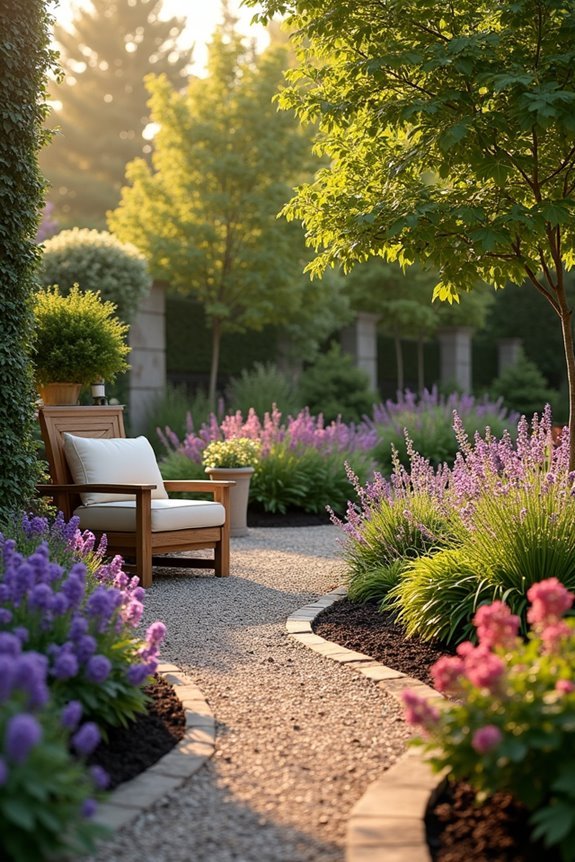 strategic placement of flowering shrubs